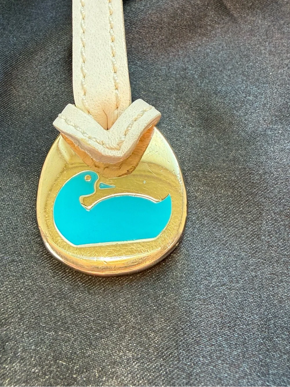 Vintage Dooney & Bourke Teal Enamel Duck Bag Charm / Key Fob